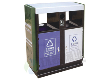 雙色戶外分類鋼制垃圾桶HT-GZ4120,鋼板,垃圾桶,歡迎,使用,ueditor,